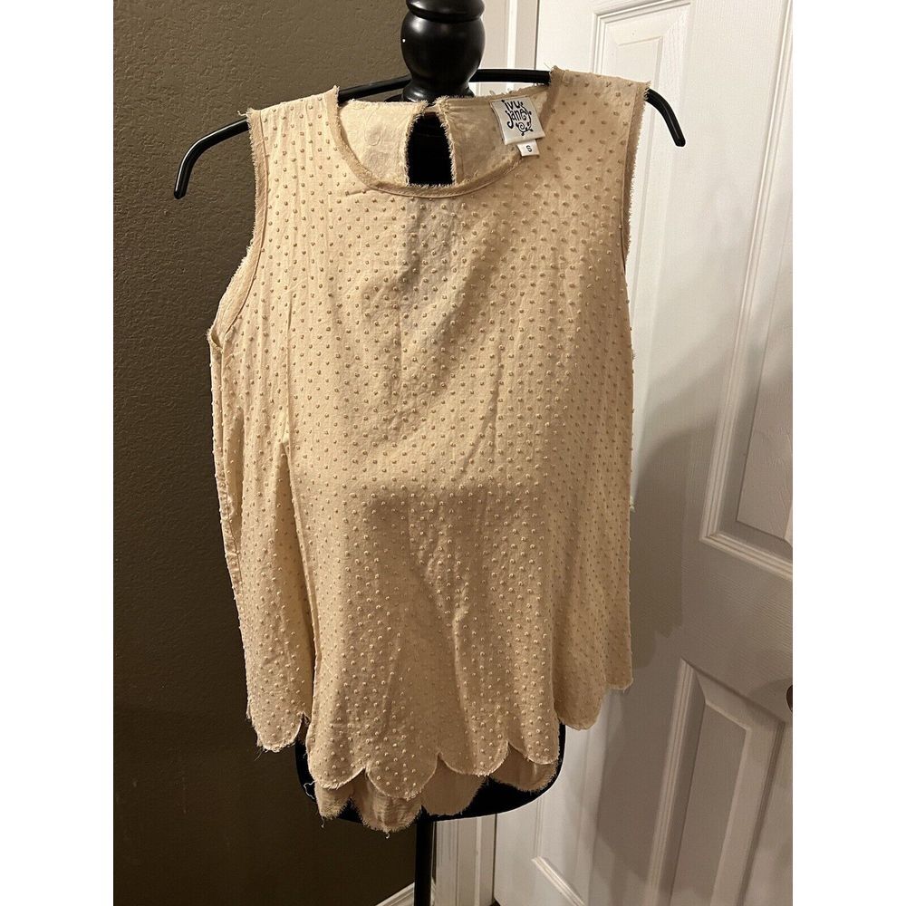 IVY‎ JANE Women's Ivory/Beige  Sleeveless Cotton Blouse Top Size Small